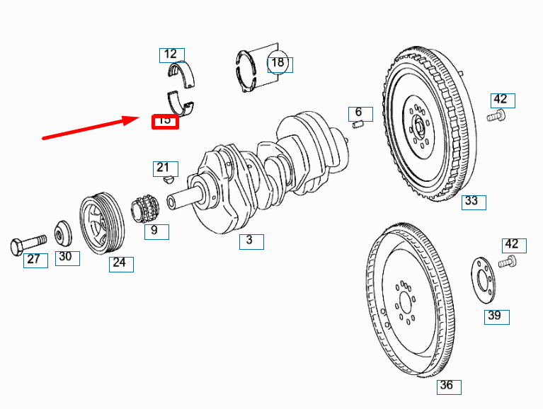 NEW MERCEDES-BENZ ML W164 CRANKSHAFT MAIN BEARING LOWER A642033080254 ORIGINAL