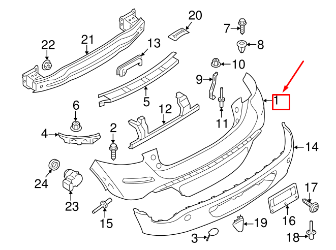 new mini paceman r61 rear bumper 51129811698 9811698 original