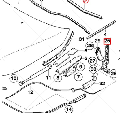 NEW BMW 5 E60 BONNET HOOD OBD RELEASE BRACKET RHD 51439143459