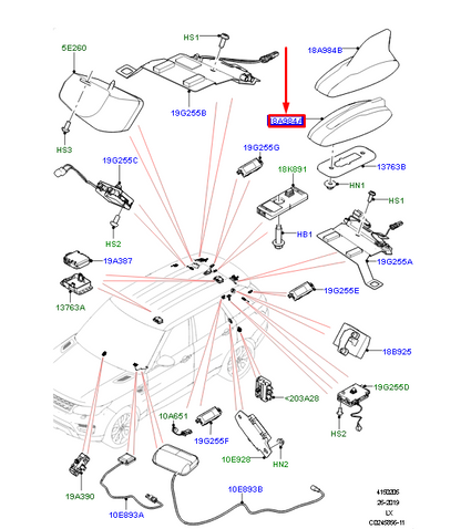new land rover range rover sport ii l494 roof antenna lr042321 original