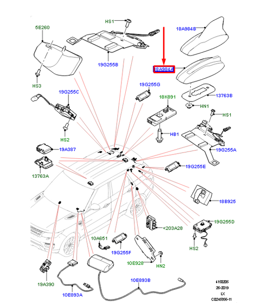 new land rover range rover sport ii l494 roof antenna lr042321 original