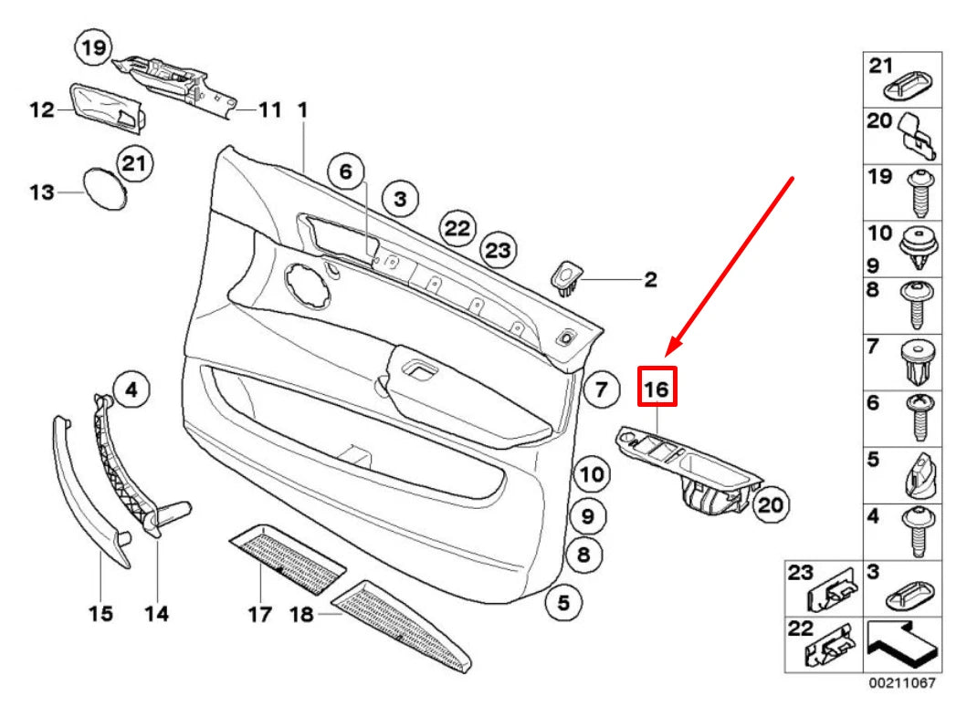 NEW BMW X5 E70 FRONT LEFT DOOR SWITCH MODULE COVER 51416975777 6975777 ORIGINAL