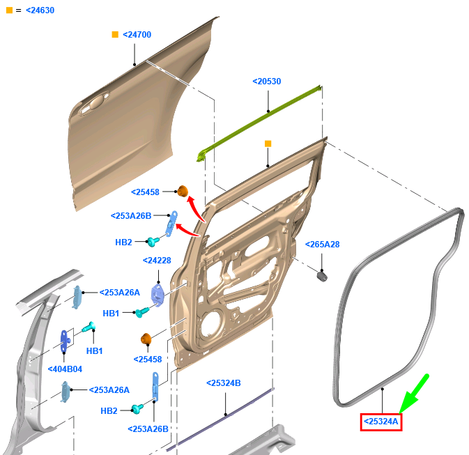 new ford grand c-max mk2 sliding side load door weatherstrip 1775872 original