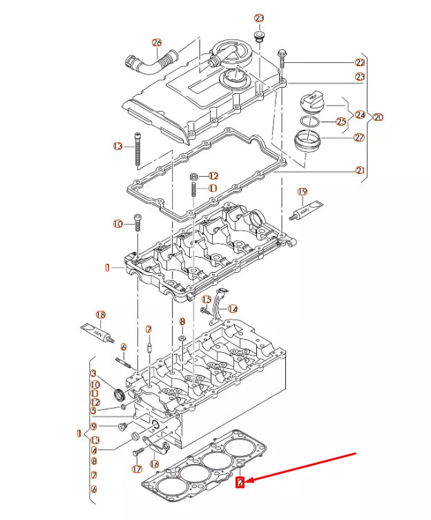 NEW AUDI A4 B8 CYLINDER HEAD GASKET 1,71MM 03L103383AS ORIGINAL