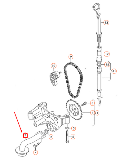 NEW VOLKSWAGEN JETTA A6 OIL PICK UP TUBE 06A115251J ORIGINAL
