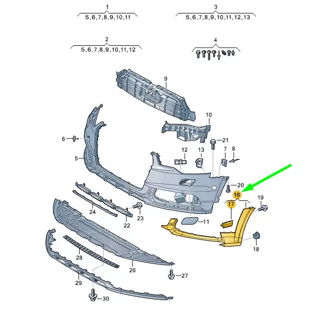 NEW AUDI A6 ALLROAD QUATTRO C7 FRONT BUMPER LEFT SPOILER 4G0807061DGRU ORIGINAL
