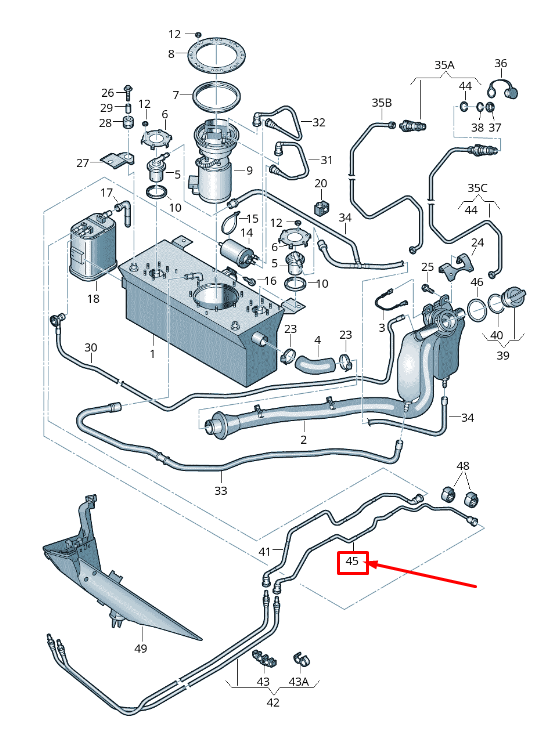 new vw caddy iv sa mk6 fuel line 2k5201293d original