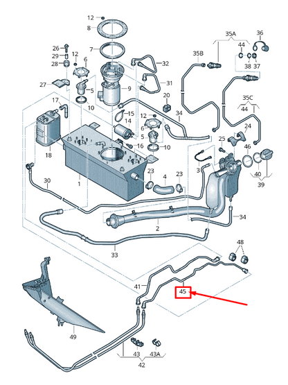 new vw caddy iv sa mk6 fuel line 2k5201293d original