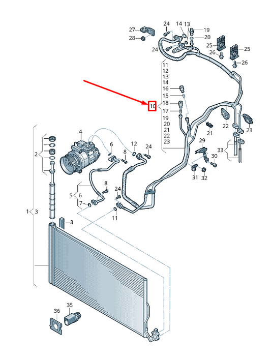 new vw touareg 7p a/c refrigerant line rhd 7p2820741bp original