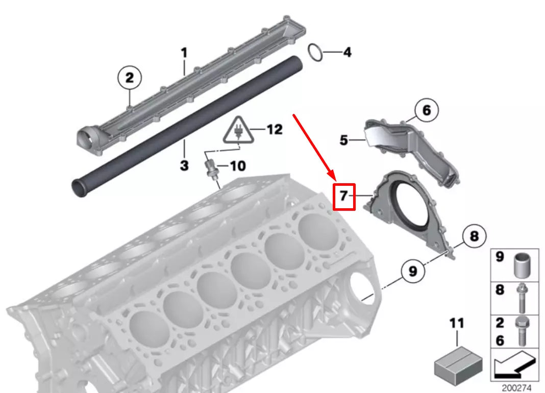 NEW BMW X5 E70 REAR ENGINE CRANKSHAFT COVER 8483798 11148483798 GENNUINE