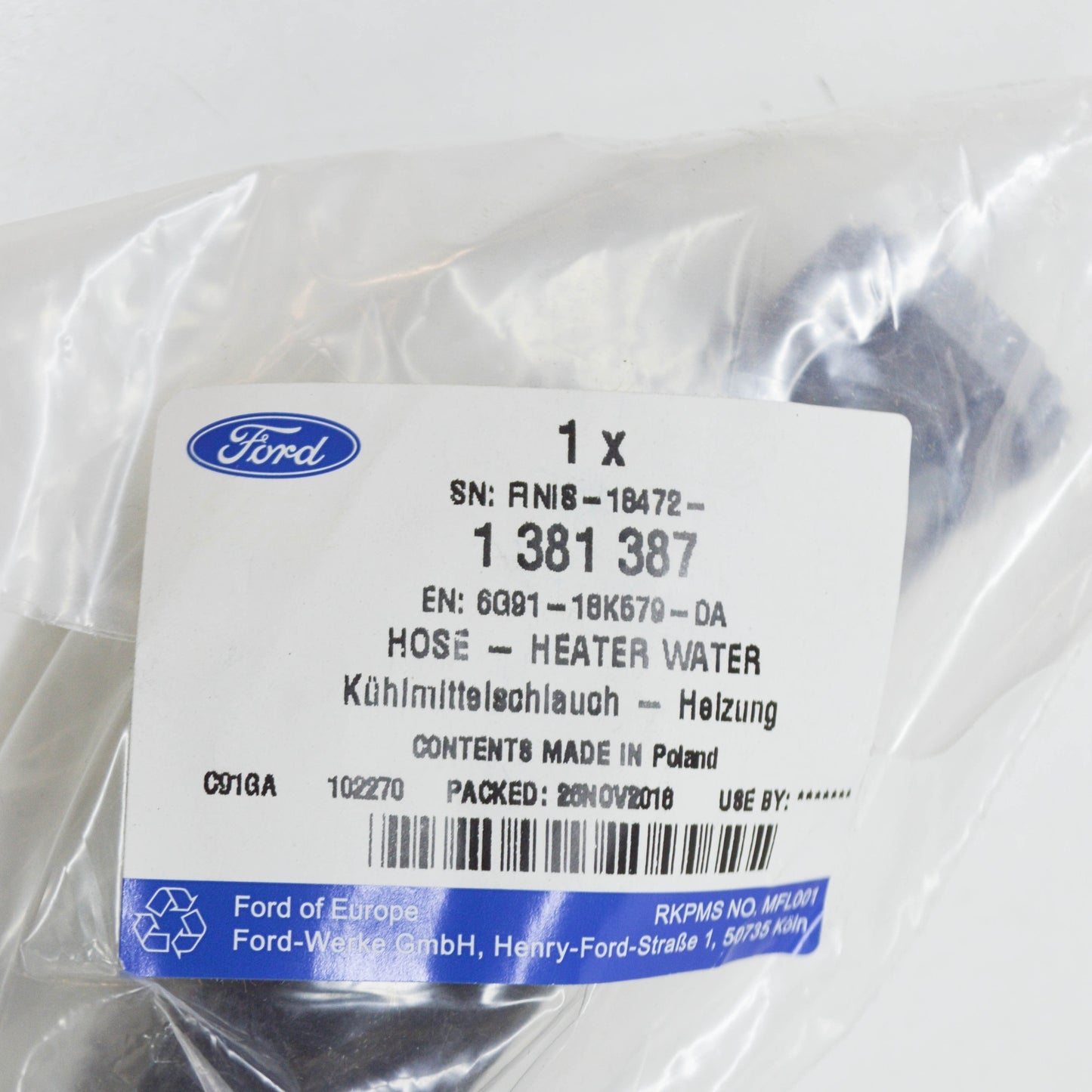 new ford galaxy mk2 heater water hose 6g91-18k579-da 1381387 original