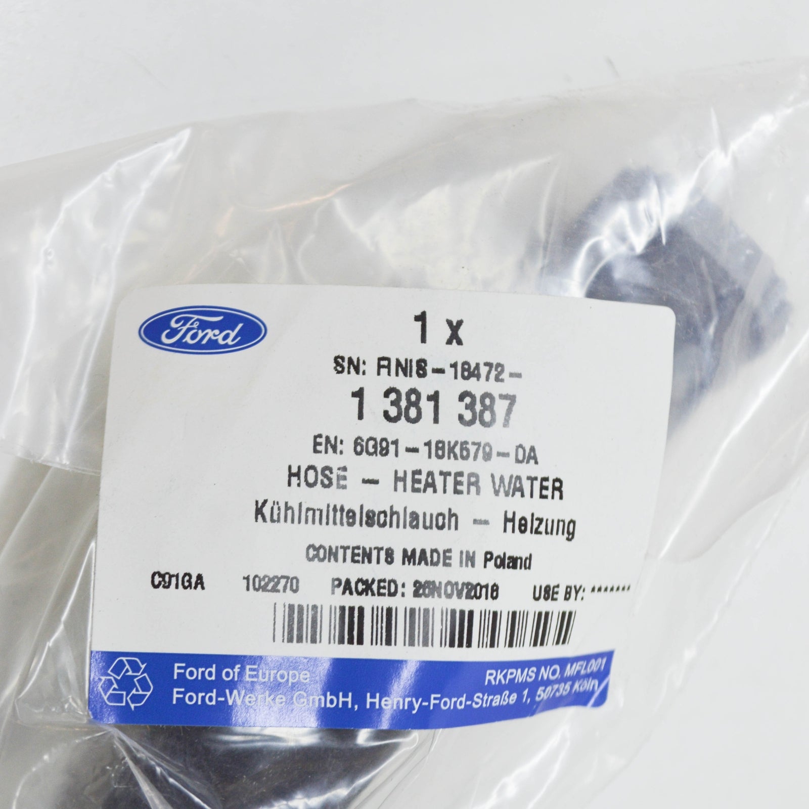 new ford galaxy mk2 heater water hose 6g91-18k579-da 1381387 original