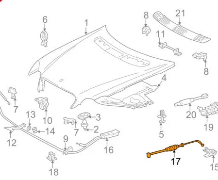NEW MB C W203 HOOD LOCK CABLE A2038800559