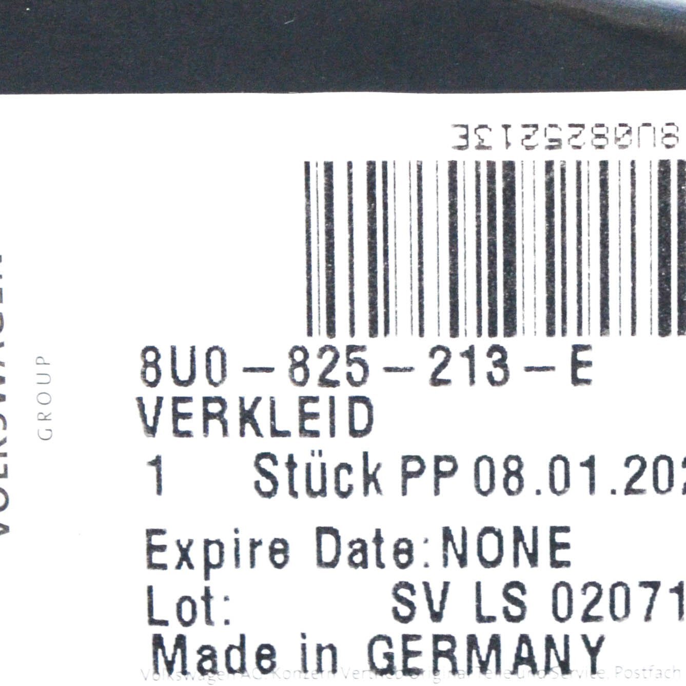 NEW AUDI Q3 8U ENGINE MUD COVER 2.0 PETROL 8U0825213E 2014 ORIGINAL