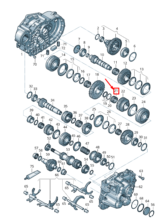 NEW AUDI TT FV GEARBOX NEEDLE BUSH 02M311093B ORIGINAL
