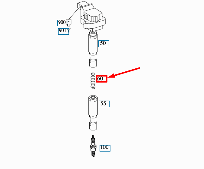 new mercedes-benz slk r171 ignition coil spring a0009936805 original