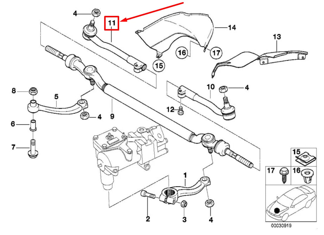NEW BMW 5 E39 STEERING TIE ROD END 32211091724 1091724 ORIGINAL
