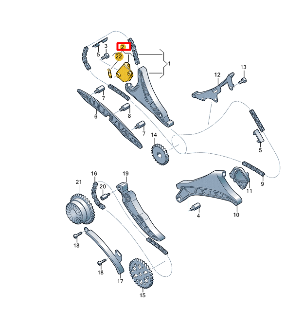 NEW VW TOUAREG CR7 ENGINE TIMING CHAIN RIGHT TENSIONER 06M109218J ORIGINAL