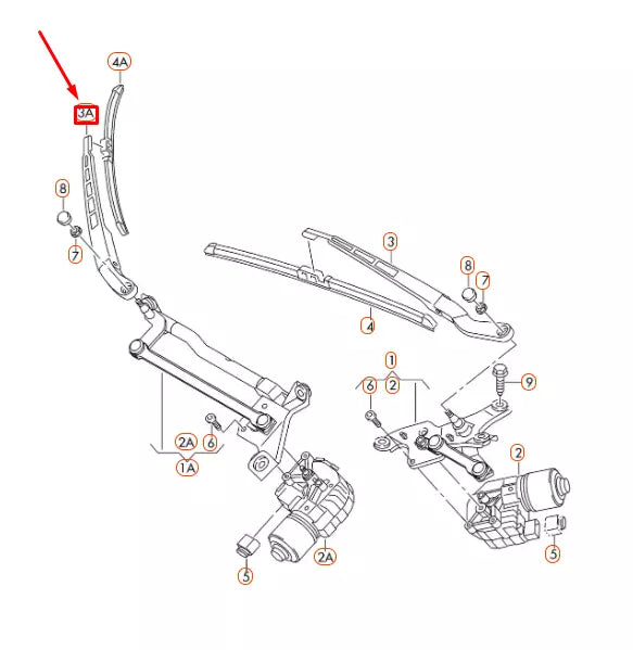 NEW AUDI R8 42 FRONT WINDSHIELD RIGHT AERO WIPER ARM LHD 423955408B1P9