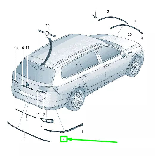 NEW VOLKSWAGEN PASSAT B8 3G REAR LEFT BUMPER TRIM 3G9853841B2ZZ ORIGINAL
