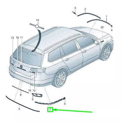 NEW VOLKSWAGEN PASSAT B8 3G REAR LEFT BUMPER TRIM 3G9853841B2ZZ ORIGINAL