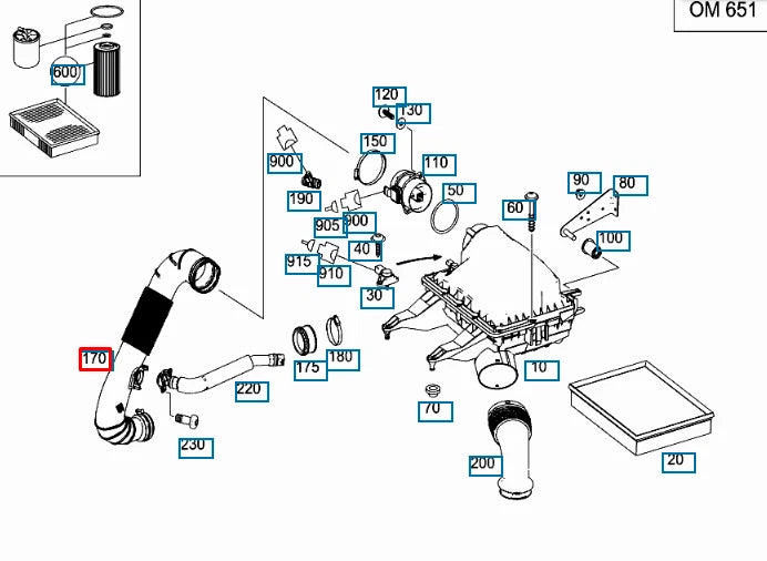 NEW MERCEDES BENZ SPRINTER W906 AIR INTAKE HOSE A9065280224