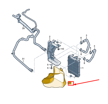 new audi a3 sportback 8y engine intercooler air guide 8y0121673d original