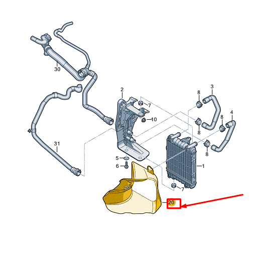 new audi a3 sportback 8y engine intercooler air guide 8y0121673d original