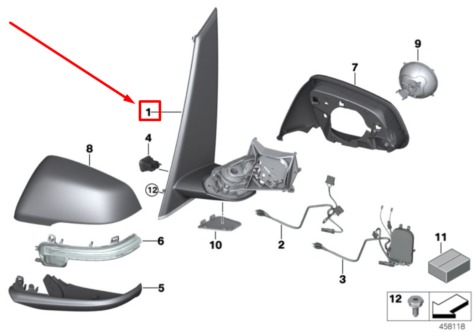 new bmw 2 active tourer f45 front right wing mirror 7415788 51167415788 original