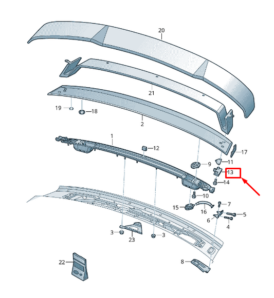 new audi tt fv rear left spoiler bracket 8s0827989 original