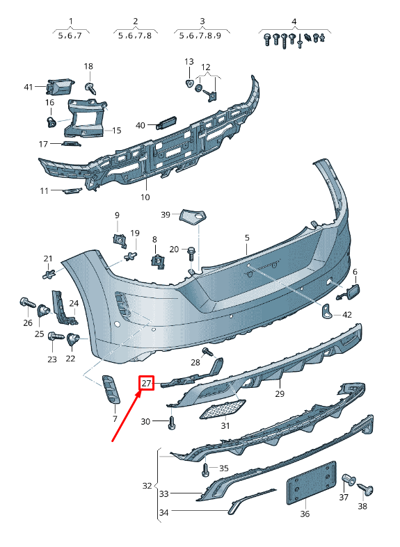 new audi tt fv rear left bumper closing element 8s0807363d original