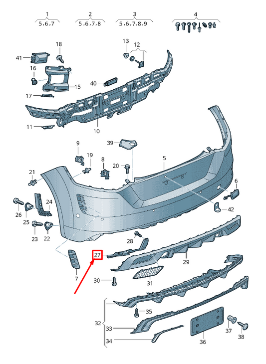 new audi tt fv rear left bumper closing element 8s0807363d original
