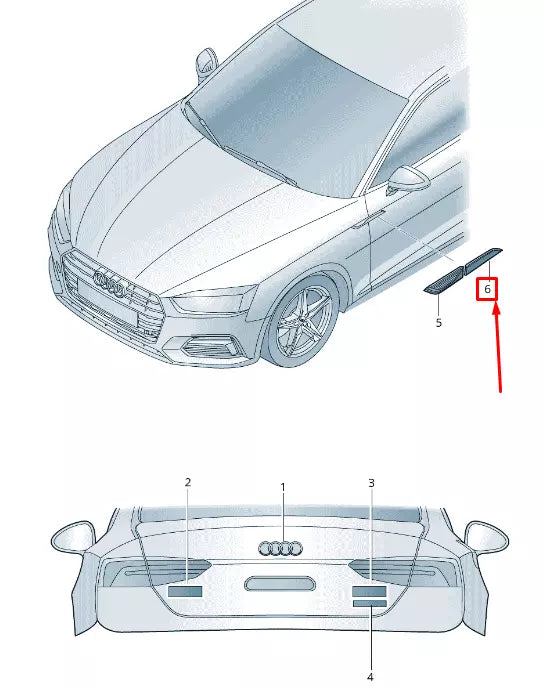 NEW AUDI A5 SPORTBACK F5 FRONT LEFT FENDER TRIM 8W6853603DT94 ORIGINAL
