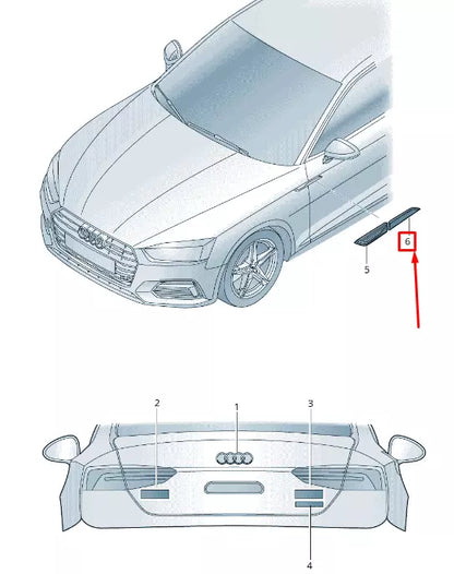 NEW AUDI A5 SPORTBACK F5 FRONT LEFT FENDER TRIM 8W6853603DT94 ORIGINAL