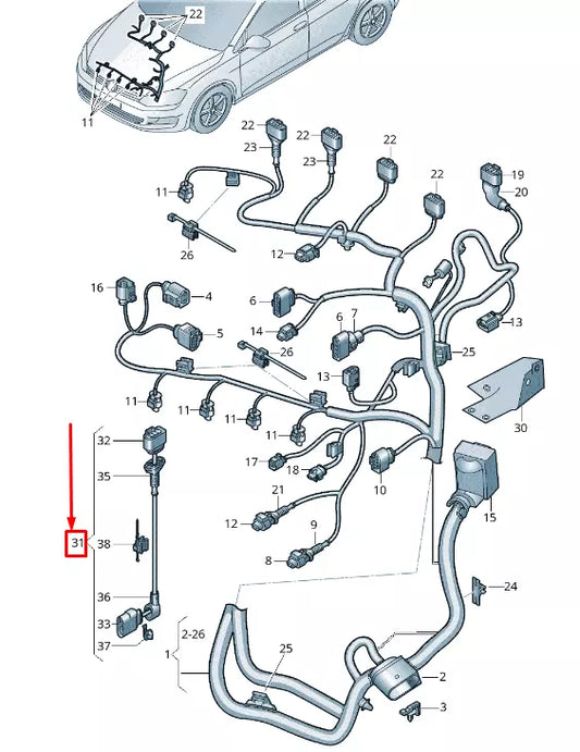 NEW VW TOURAN 5T VACUUM PUMP WIRING HARNESS RHD 5Q2971767
