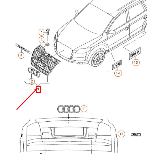 NEW AUDI A4 B7 RADIATOR GRILLE 8E0853651J1QP