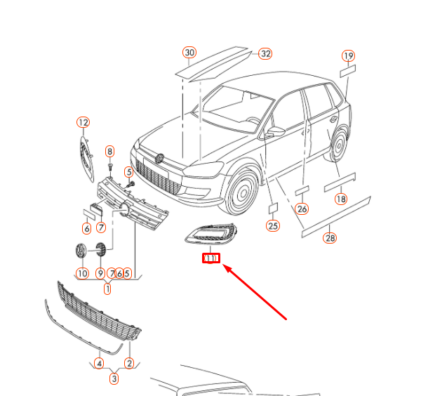 NEW VOLKSWAGEN POLO 6R FRONT BUMPER LEFT SIDE VENT GRILLE 6R0853665D9B9 ORIGINAL