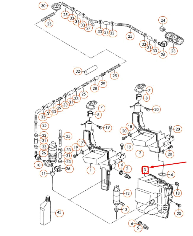 NEW VOLKSWAGEN PASSAT B6 LOWER WASH WATER RESERVOIR 3C0955453N ORIGINAL