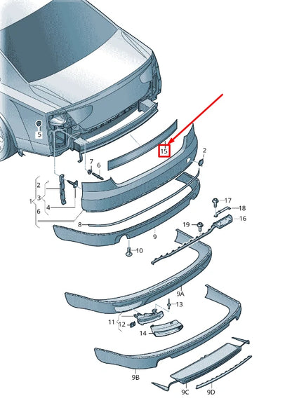 NEW AUDI A8 4H REAR BUMPER LOWER TRIM SECURING STRIP 4H0807277A