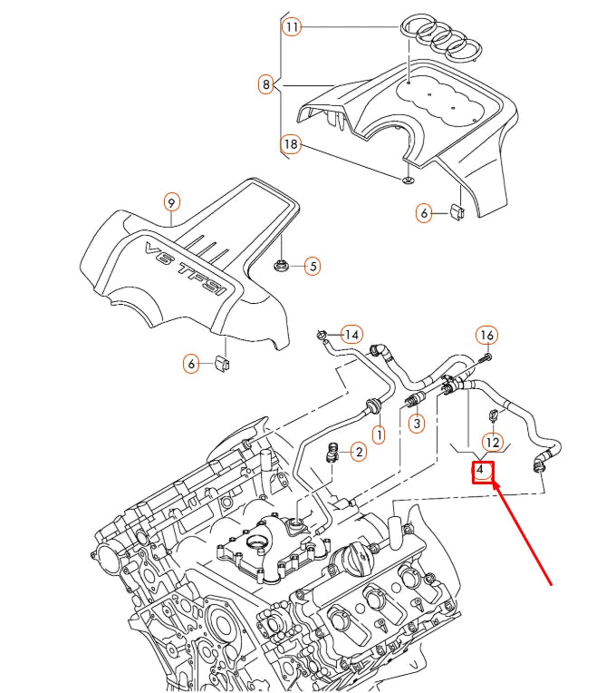 NEW AUDI A4 B8 BREATHER VENT HOSE 06E103217AF ORIGINAL