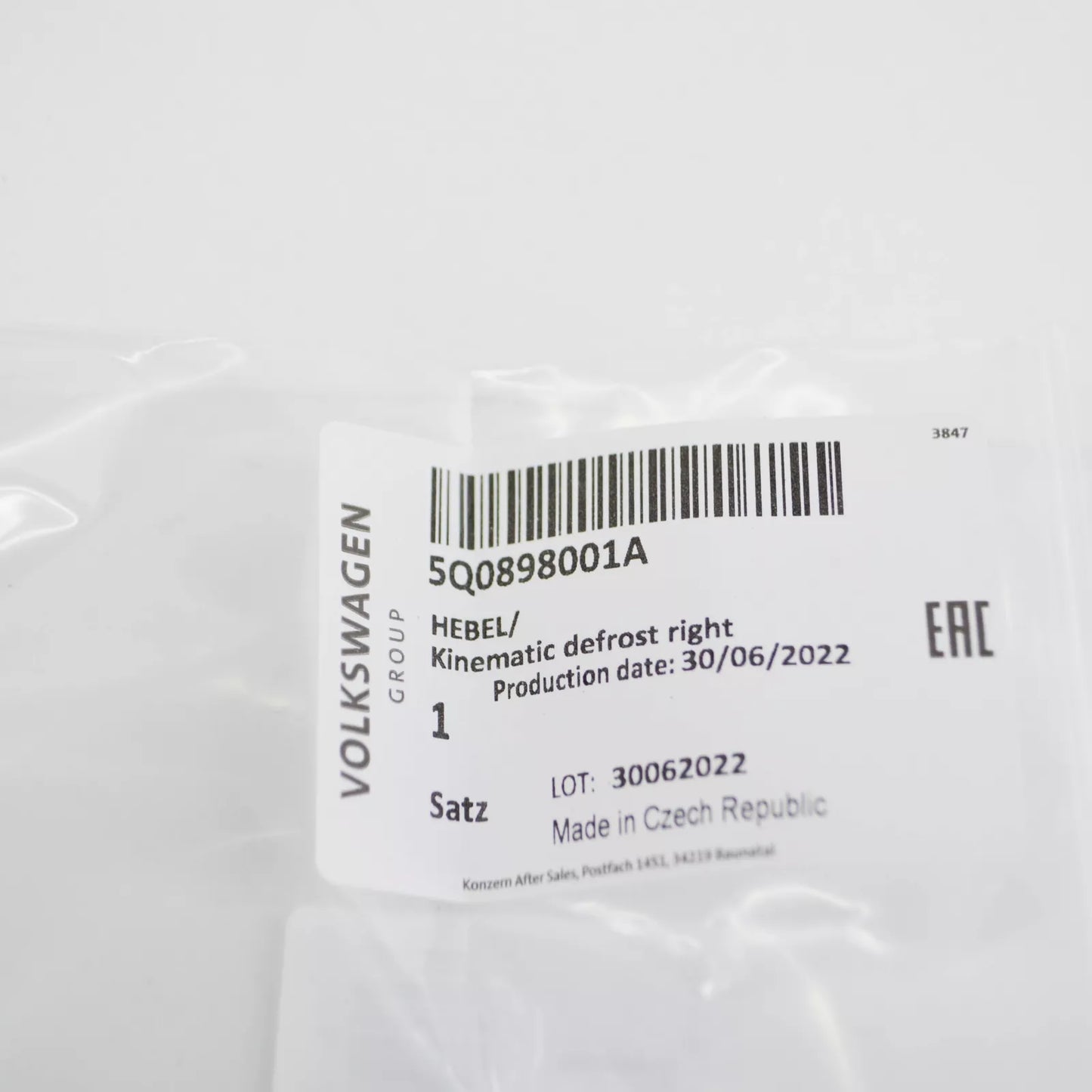 NEW VOLKSWAGEN GOLF 5G MK7 DEFROSTER FLAP LEVER 5Q0898001A ORIGINAL