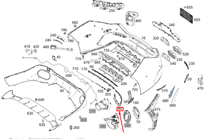 new mb cla c118 rear bumper left side trim strip a118885210264 original