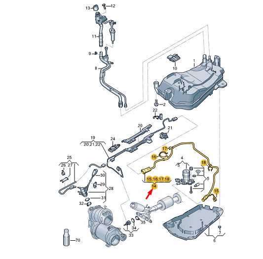 new cupra formentor reduction agent rear supply line 5wa131983g original