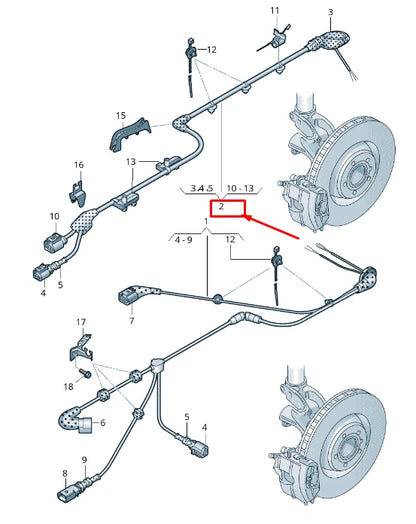 NEW AUDI RS3 REAR LEFT SPEED SENSOR WIRING HARNESS 8V4927902A