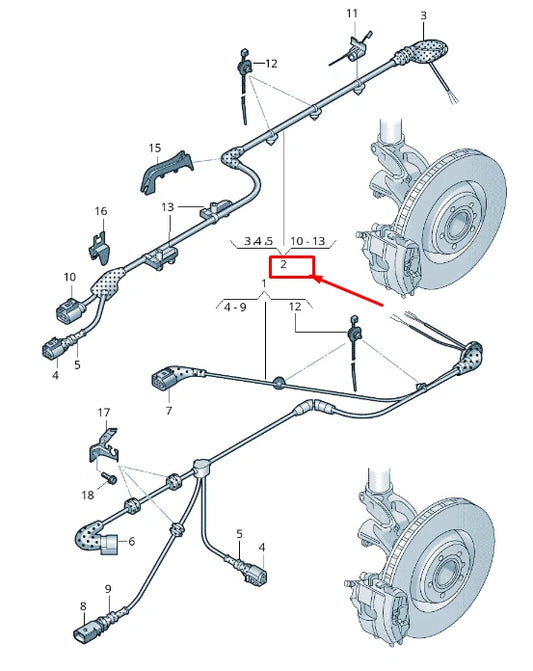NEW AUDI RS3 REAR LEFT SPEED SENSOR WIRING HARNESS 8V4927902A