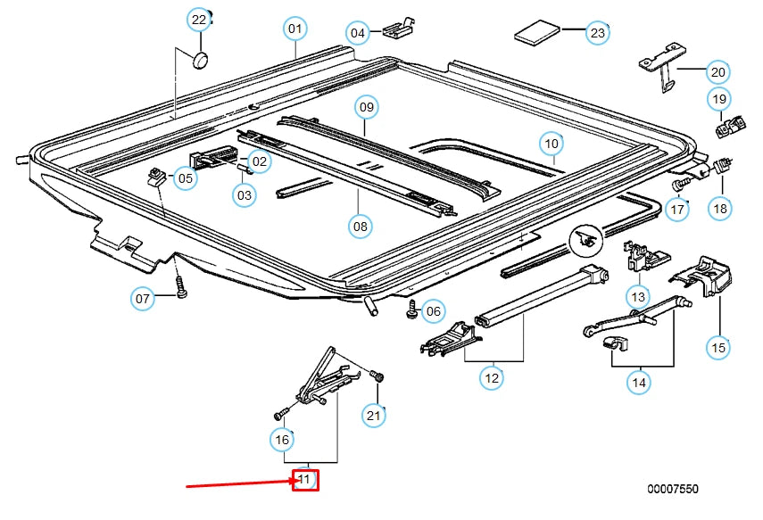 NEW BMW 3 E36 SUNROOF LEFT SLIDING PIECE 54128214655 8214655 ORIGINAL