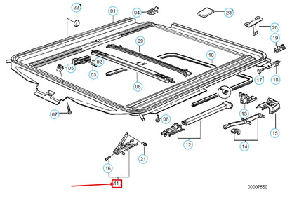 NEW BMW 3 E36 SUNROOF LEFT SLIDING PIECE 54128214655 8214655 ORIGINAL