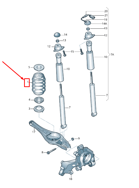 new vw golf vii 5g mk7 rear coil spring 5q0511115dg original