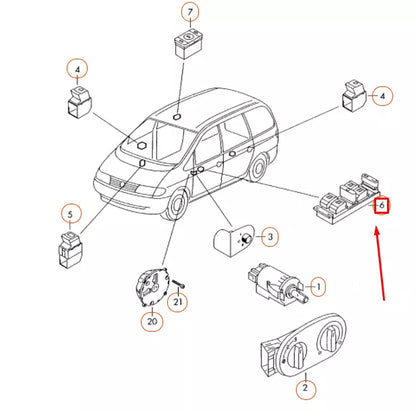 NEW VW SHARAN 7M FRONT LEFT DOOR WINDOW CONTROL SWITCH LHD 7M3959857D01C
