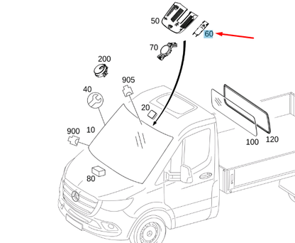 NEW MB SPRINTER W907 RAIN LIGHT SENSOR CENTER PART COVER A91082107009051
